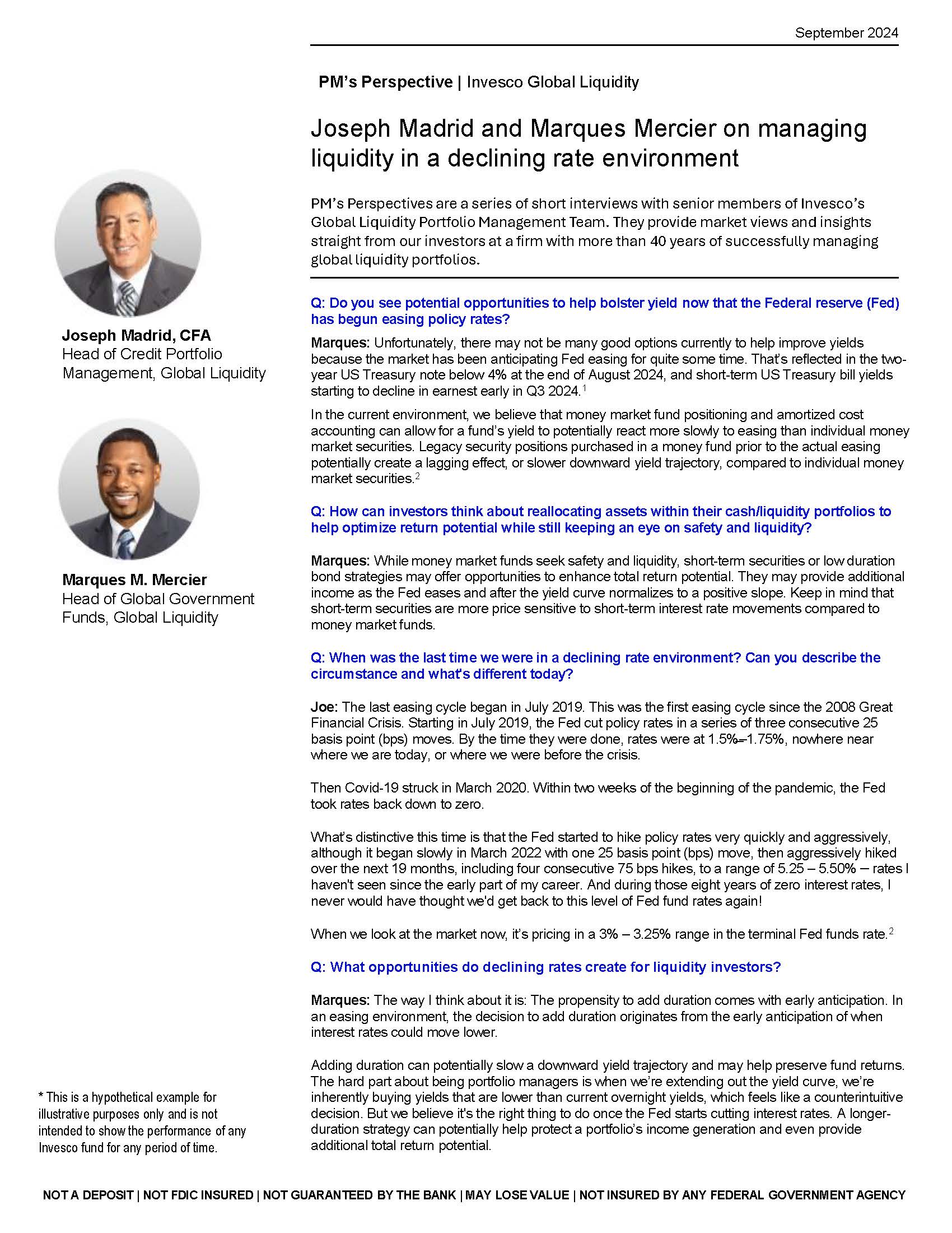 Managing Liquidity in a Declining Rate Environment - A Special Invesco Report